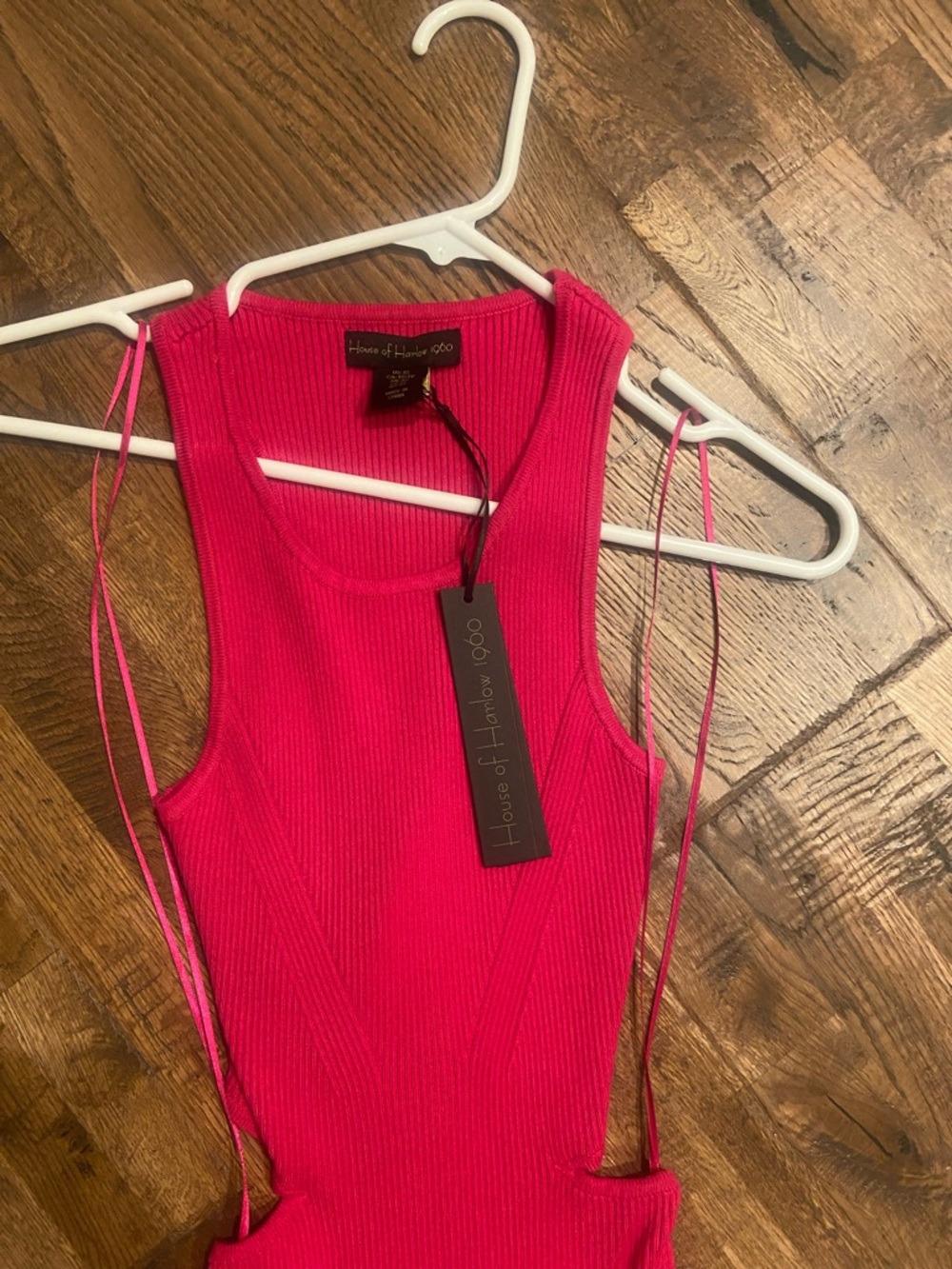 House of Harlow 1960 Fuchsia Ribbed Midi Dress - Picture 2 of 2